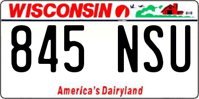 WI license plate 845NSU