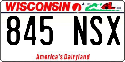 WI license plate 845NSX