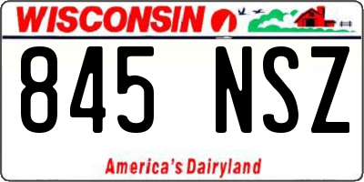 WI license plate 845NSZ