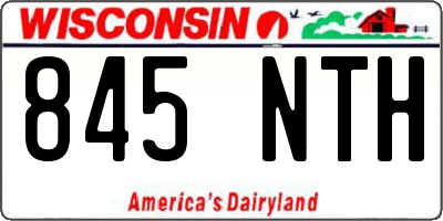 WI license plate 845NTH