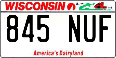 WI license plate 845NUF