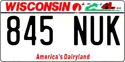 WI license plate 845NUK