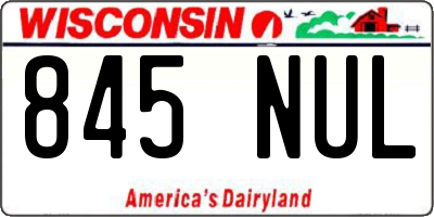 WI license plate 845NUL