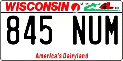 WI license plate 845NUM