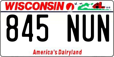 WI license plate 845NUN