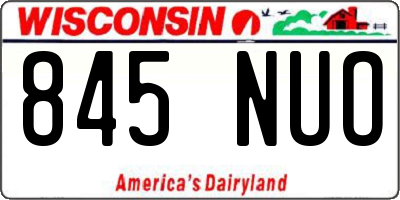 WI license plate 845NUO
