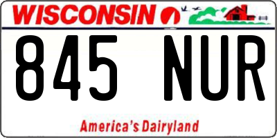 WI license plate 845NUR