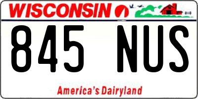 WI license plate 845NUS