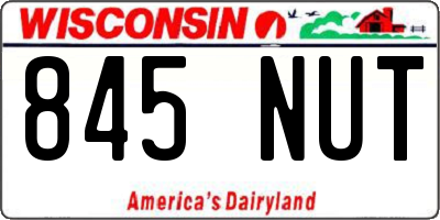 WI license plate 845NUT