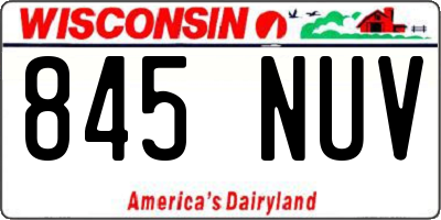 WI license plate 845NUV
