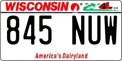 WI license plate 845NUW