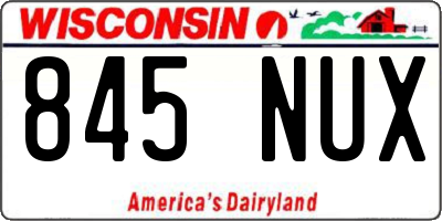 WI license plate 845NUX
