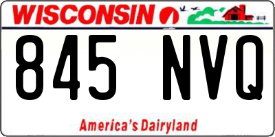 WI license plate 845NVQ