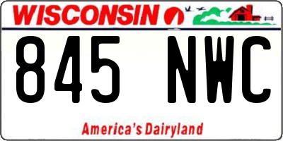 WI license plate 845NWC