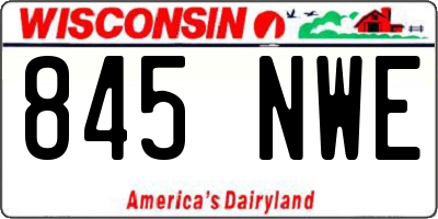 WI license plate 845NWE