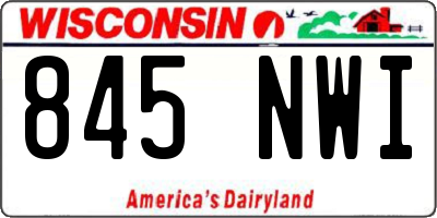 WI license plate 845NWI
