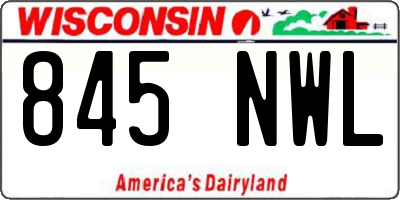WI license plate 845NWL