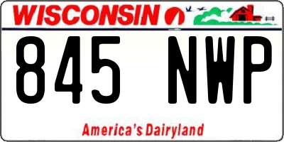 WI license plate 845NWP