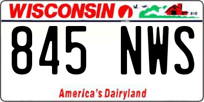 WI license plate 845NWS