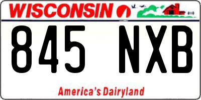 WI license plate 845NXB