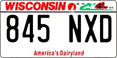 WI license plate 845NXD