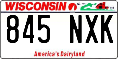 WI license plate 845NXK