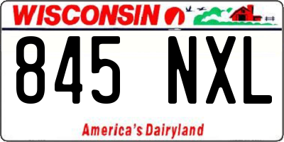 WI license plate 845NXL