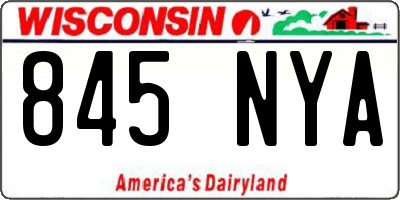 WI license plate 845NYA
