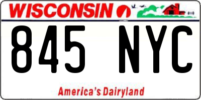 WI license plate 845NYC