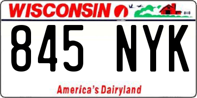 WI license plate 845NYK
