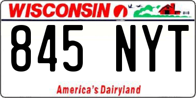 WI license plate 845NYT