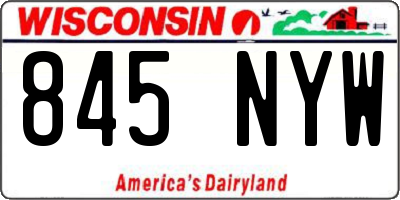 WI license plate 845NYW
