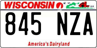 WI license plate 845NZA