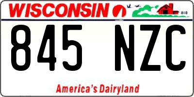 WI license plate 845NZC