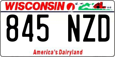 WI license plate 845NZD