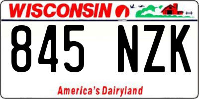 WI license plate 845NZK