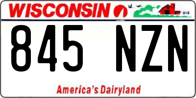 WI license plate 845NZN