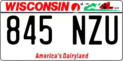 WI license plate 845NZU