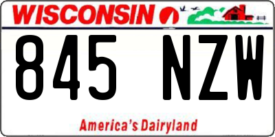 WI license plate 845NZW