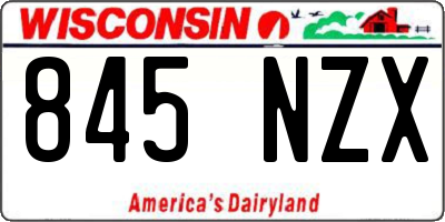 WI license plate 845NZX