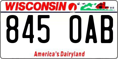 WI license plate 845OAB