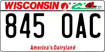 WI license plate 845OAC