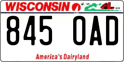 WI license plate 845OAD