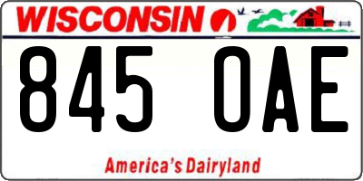 WI license plate 845OAE