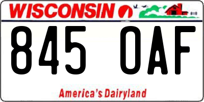 WI license plate 845OAF