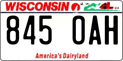 WI license plate 845OAH