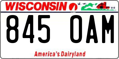 WI license plate 845OAM