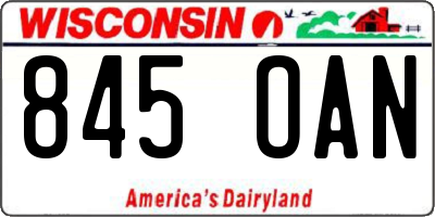 WI license plate 845OAN