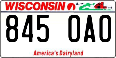 WI license plate 845OAO