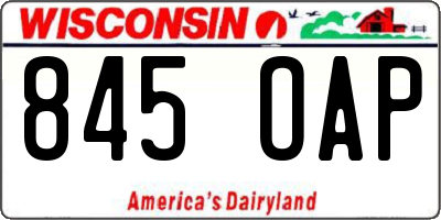 WI license plate 845OAP